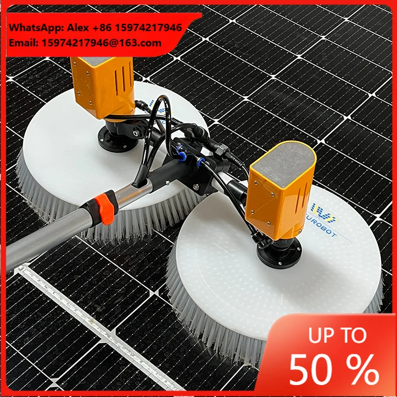 Portable Double Head Solar Cleaner Telescopic Rod Photovoltaic Panel Washing Equipment
