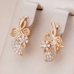 Kinel Hot 585 Rose Gold Color Full Paved Natural Zircon English Earrings For Women Crystal Flower Daily Fine Jewelry Girl Gift
