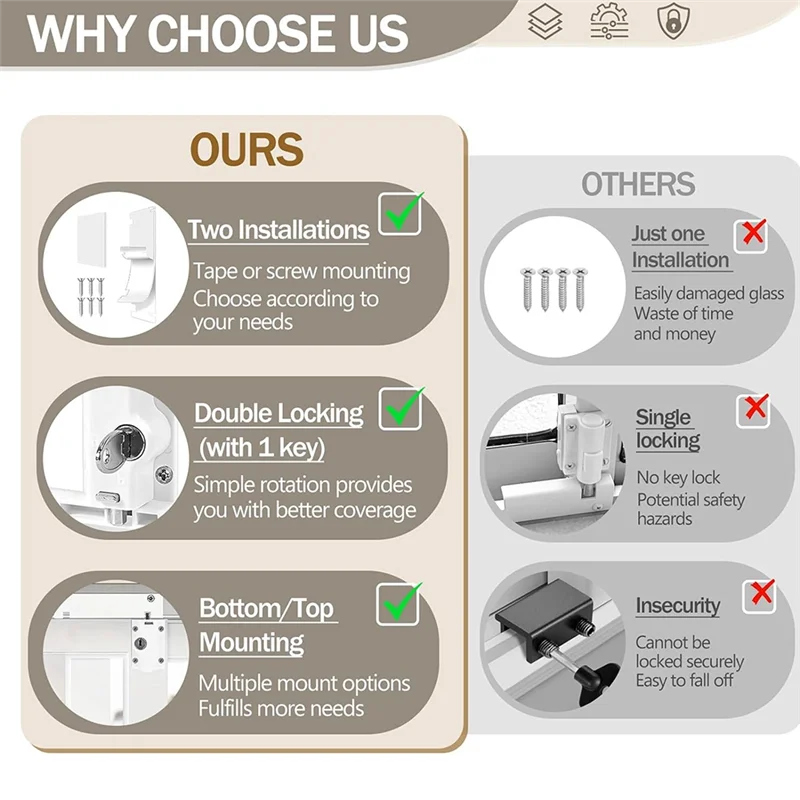 パティオ引き戸セキュリティフットキックロック、キー付き、トップレールに適合 - チャイルドプルーフパティオドアガーディアン - またはボトム - TCES