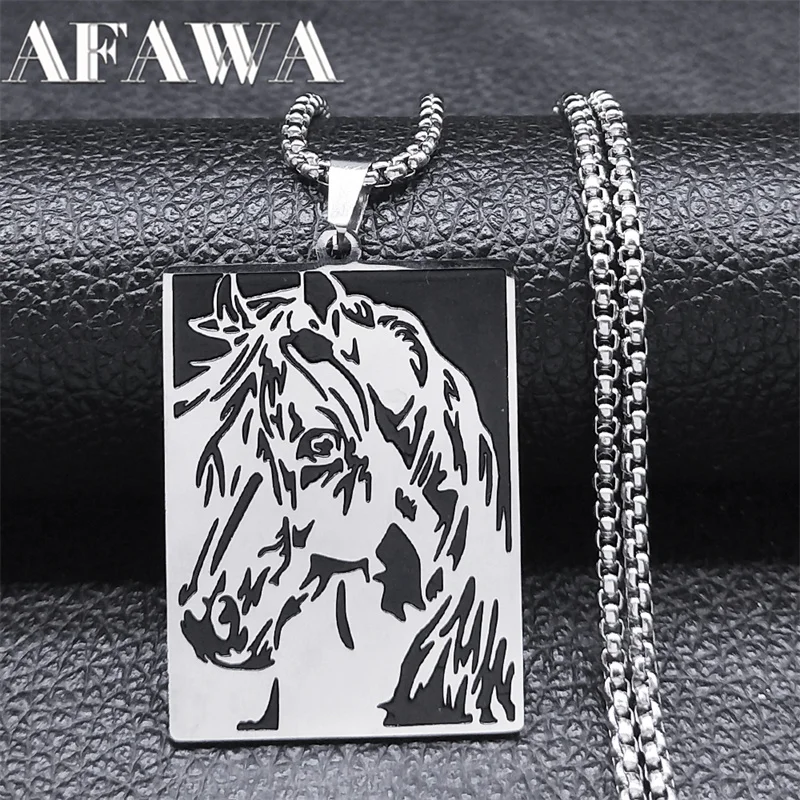 Vintage Horse Head Necklace for Women/Men Stainless Steel Animal Chain Necklaces Boyfriend Gift Accessories Jewelry N9606S02