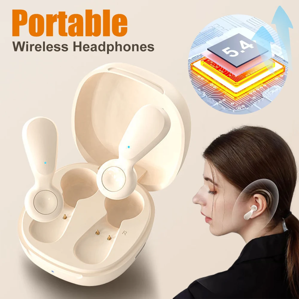 Portable Headphones Bluetooth 5.4 Wireless Gaming Earphones Waterproof Headset Noise Reduction Music Sport Earbuds Touch Control