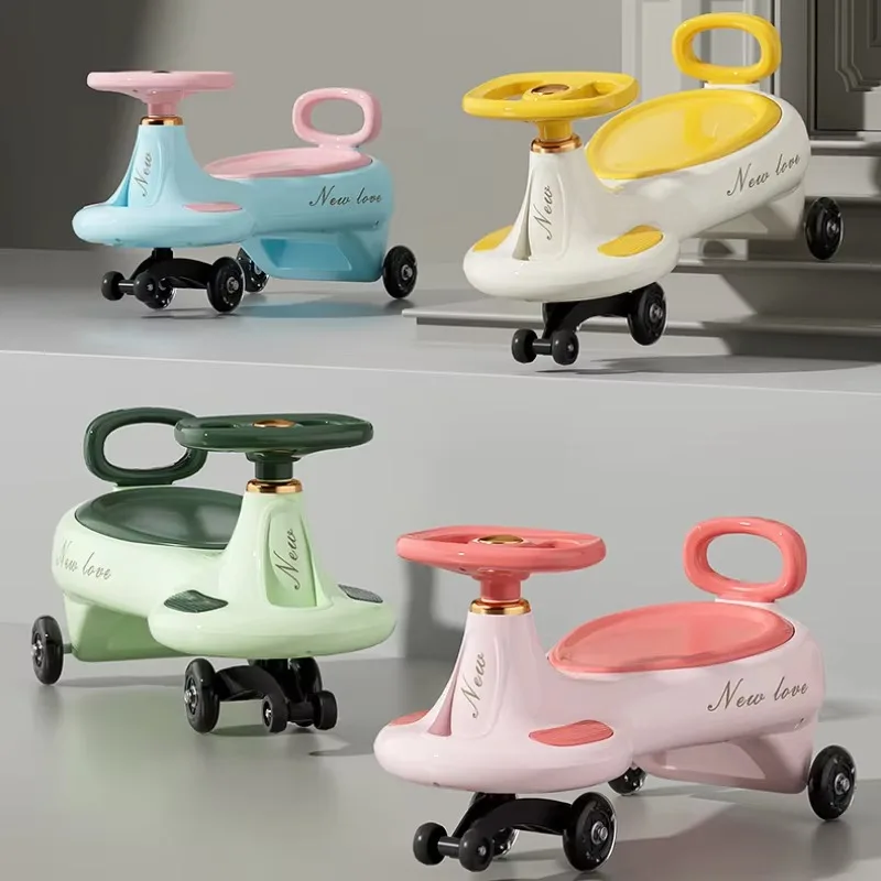 ของเล่นเด็ก Wiggle Car Ride On พร้อมดนตรีและการออกแบบป้องกันปลายแสง 360 °   ที่เก็บล้อหมุนสําหรับสนามเด็กเล่นกลางแจ้งสําหรับเด็กผู้หญิง