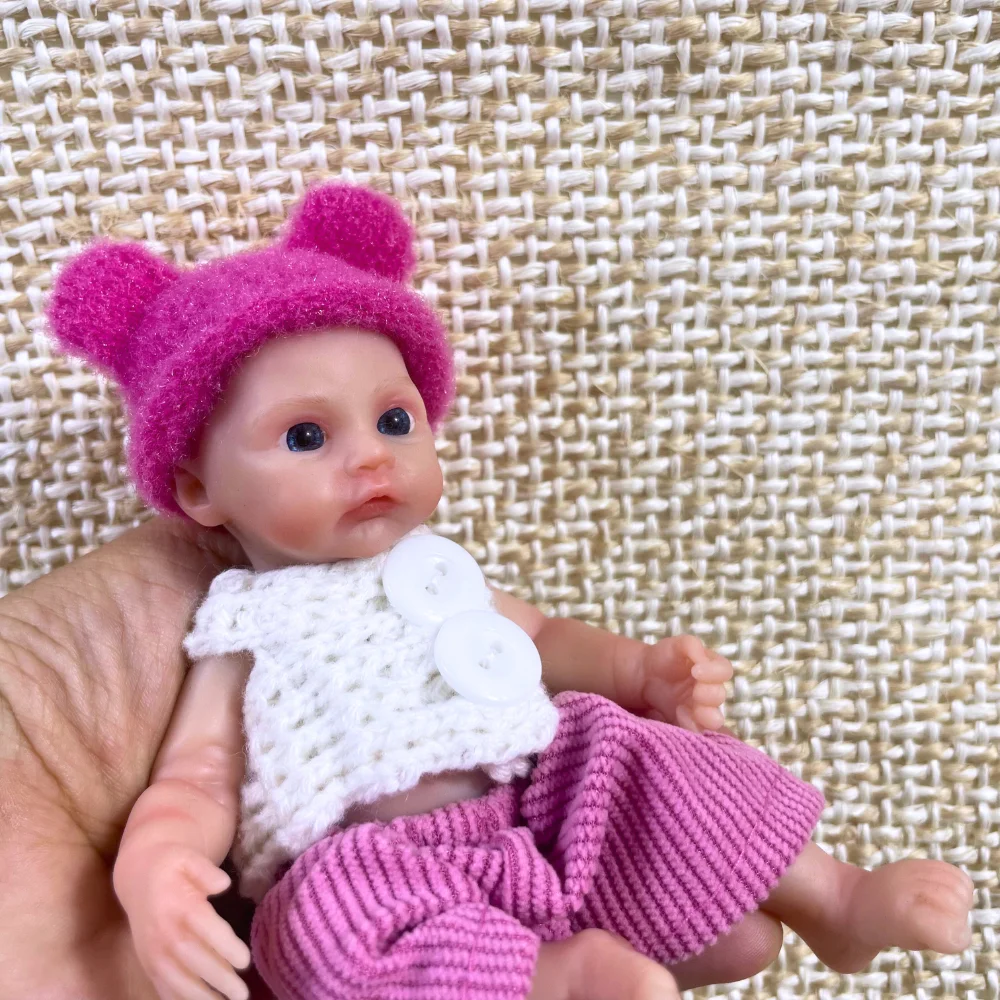 6 Inch 15CM Full Solid Silicone Reborn Baby Meadow Doll Girl Washable Body Lifelike Soft Body Micro Preemie Christmas Gift