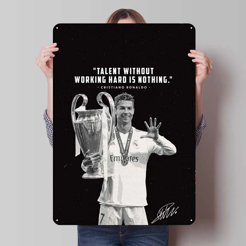 Cristiano Ronaldo Custom Metal Signs Sports Poster Room Decoration Home Tinplate Sign for Wall Art Decoration Vintage Decor Men