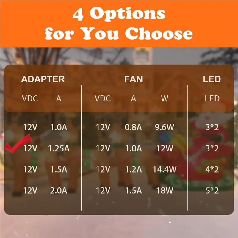 ABYP استبدال مروحة قابلة للنفخ 12 فولت 1.2 أمبير، مروحة منفاخ هواء صغيرة مع محول 12 فولت 1.5 أمبير و3 مصابيح LED للفناء الخارجي قابس الولايات المتحدة #3