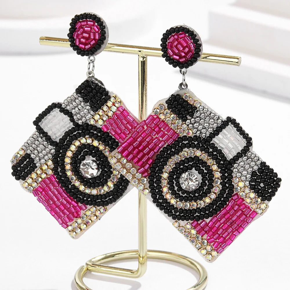 

Серьги из рисовых бусин, ткань, камера, творчество, ручное плетение, узор, богемный сплав, женская мода, простые серьги из бисера