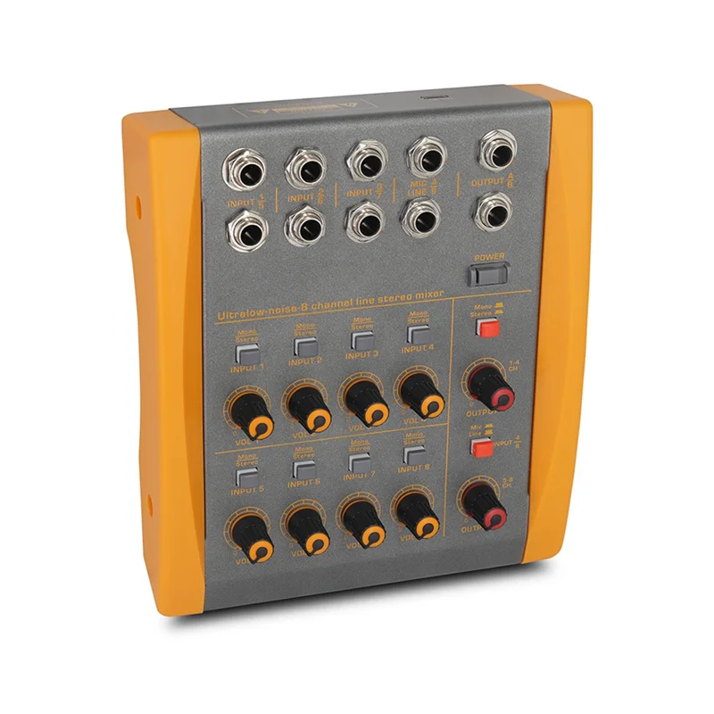 GOB-o8-Channel Audio Mixer، DC 5V، محول أحادي ستيريو منخفض الضوضاء، للنوادي الصغيرة أو القضبان، كجيتار، باس،