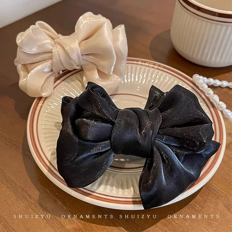Elegant Solid Chiffon Bow Bun Ponytail Hair Clips For Women Girls Sweet Hair Ornament Hairpin Barrettes Fashion Hair Accessories