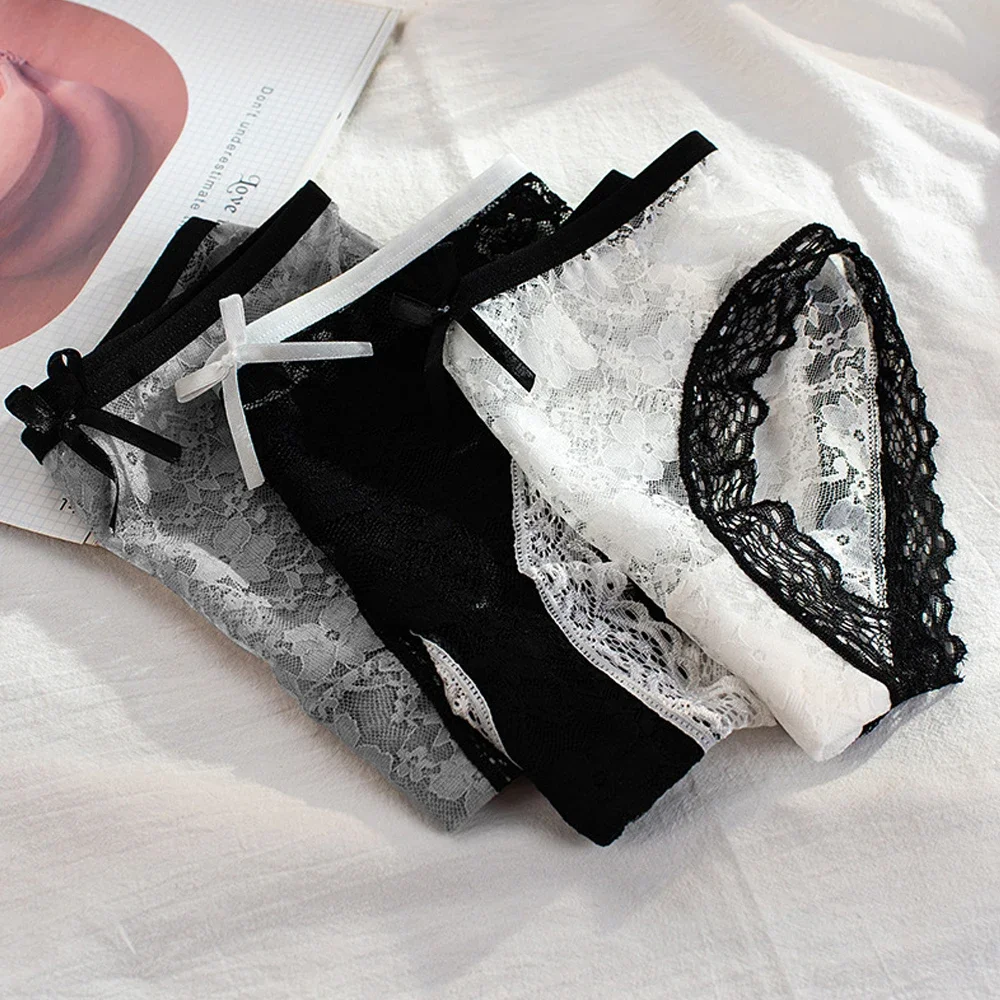 Sexy Floral Lace Panties Girl Black White Grey Pink Purple Yellow S-XL Panties Women Lace Comfortable Cotton Shorts Thongs Woman