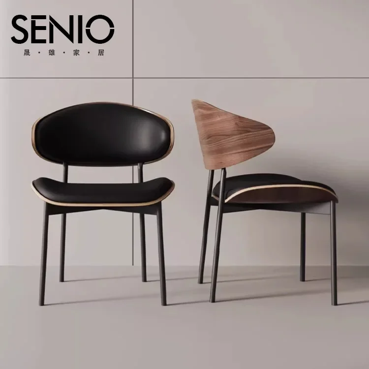 Italian Dining Chair for Home Modern Simple Light Luxury Dining Table Solid Wood Designer Hotel Reception Negotiation Stool