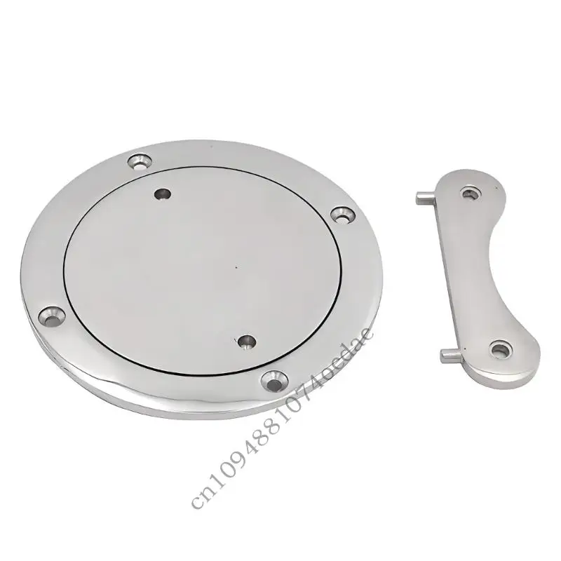 Round Marine Deck Plate in 316 Stainless Steel with Flush Mount Frame and Threaded Access Lid for Boat Deck Service