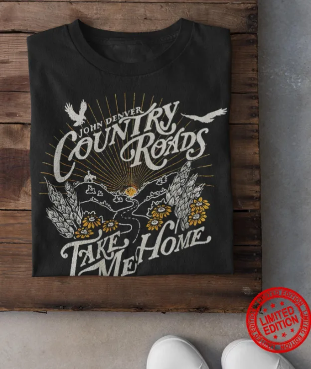 Футболка в стиле ретро с изображением дороги, возьмите меня домой, Джона Денвера, музыкального концерта