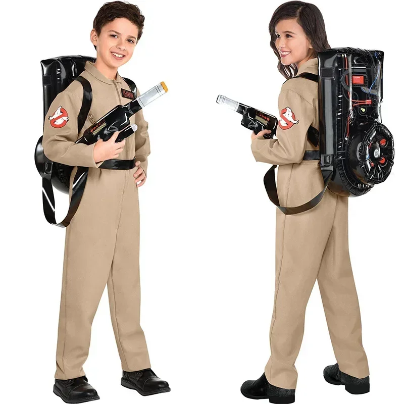 Halloween bambini padre Ghostbusters Costume a tema Cosplay uniforme di Halloween tuta con borsa ideale per adulti bambino