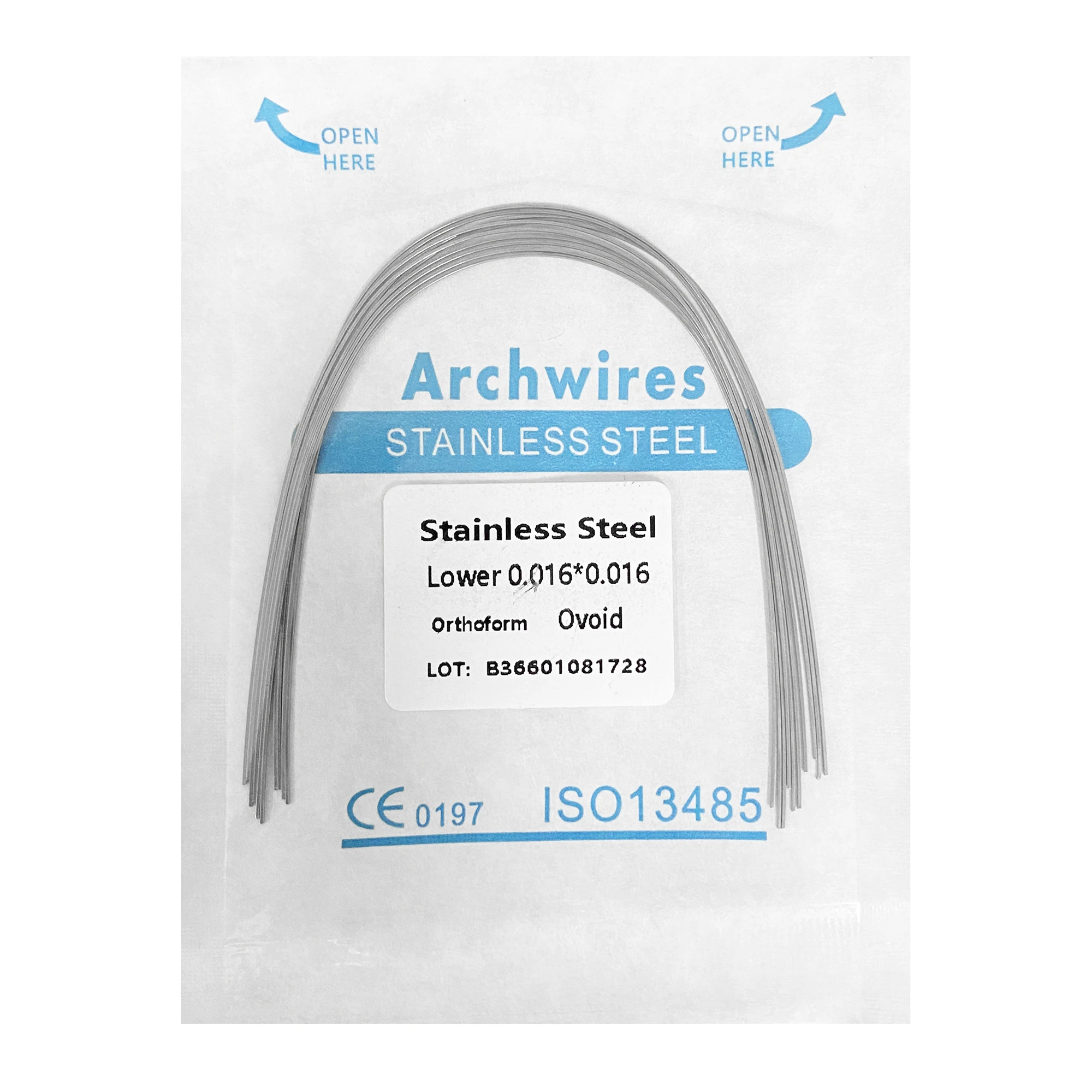 10 pçs/pacote WellCK Dental Ortodôntico Aço Inoxidável Arch Wires Round/Retangular Ovoid Form Material de Odontologia Superior e Inferior