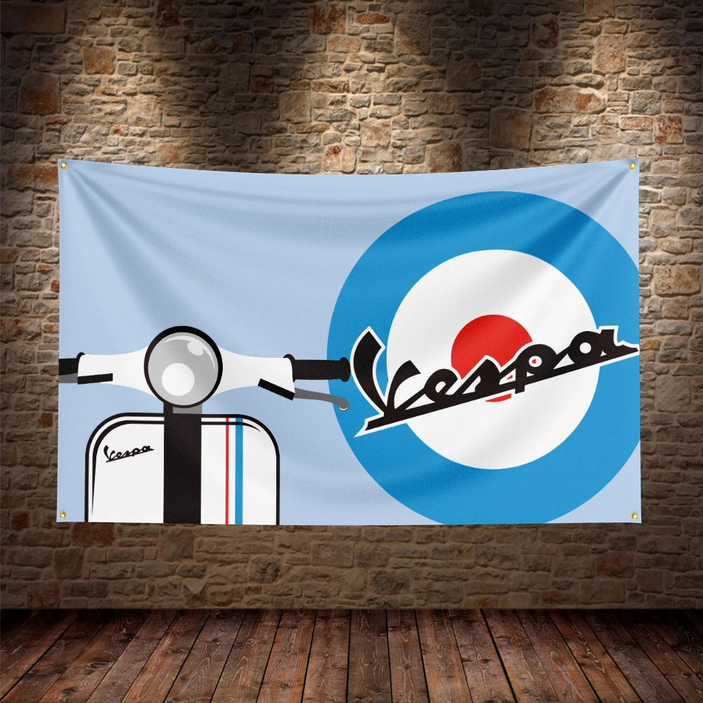 Italy Vespa Scooter Flag Polyester Digital Printing Moto Banner