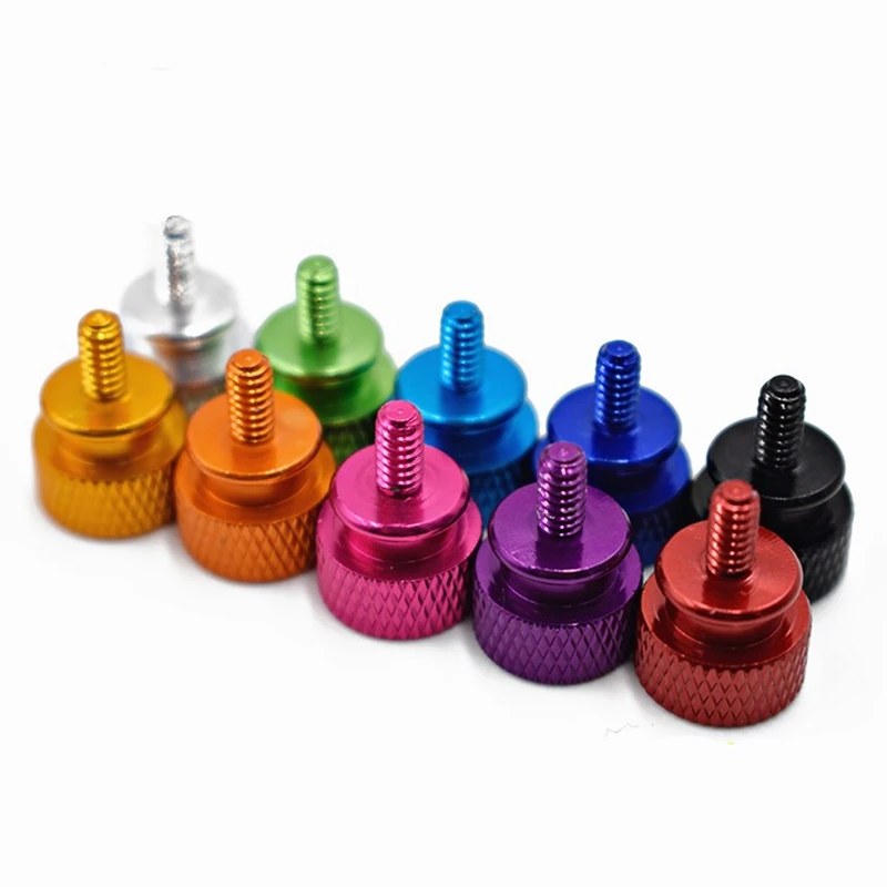 10pcs M3 M4 6#32 computer case screw Thumbscrew Aluminum Alloy colourful step hand tighten knurled thumb screw