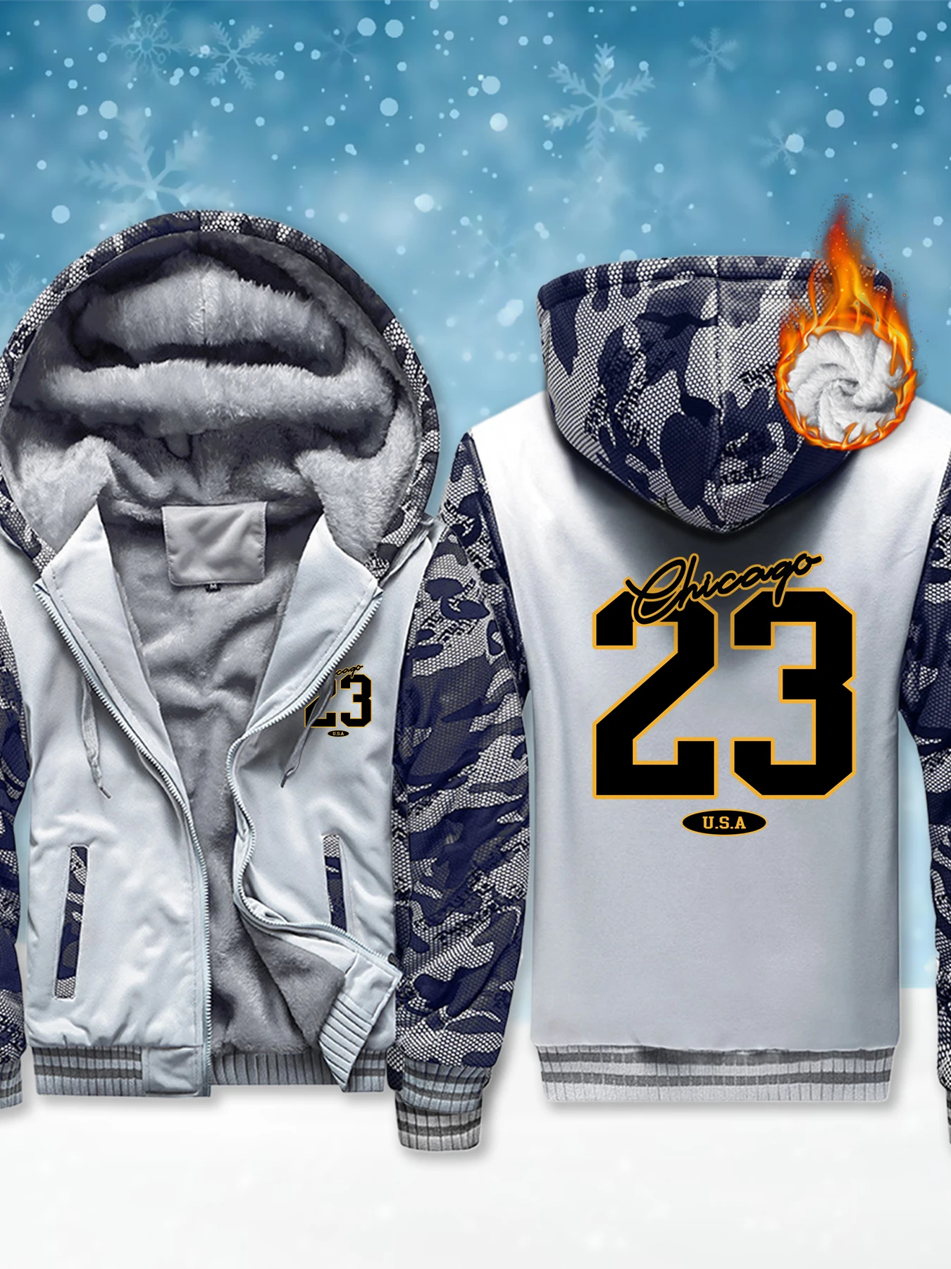 

Мужская куртка с принтом Chicago USA No 23, мягкая повседневная толстовка, уличная одежда высокого качества, зимний теплый флисовый пуловер