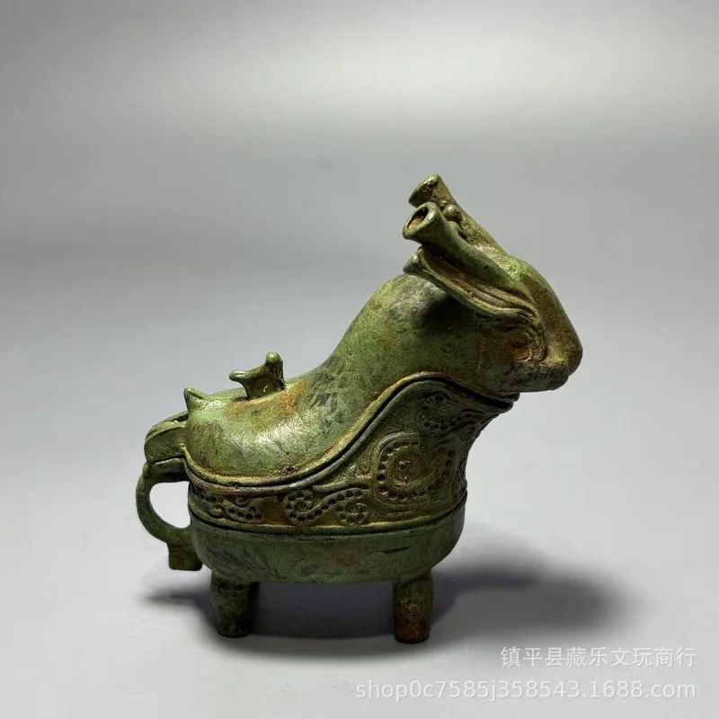 Shang and Zhou Sacrificial Vessel, Ancient Mythical Creature, Copper Alloy Bronze Ornament, Home Craft, Small Gift