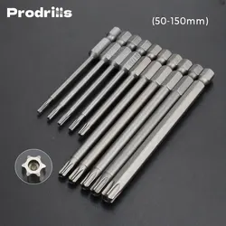 50-150mm Tamper Proof Security Drill Magnetic Bit Set Torx Screwdriver Flat Head 1/4