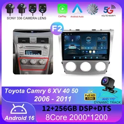 Android 16 For Toyota Camry 6 XV 40 50 2006 - 2011 Carplay Auto 4G+WIFI GPS Car Radio Navigation Multimedia Video Player Stereo