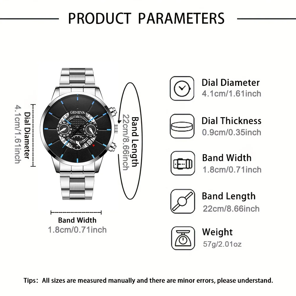 2pc men's fashionable quartz watch and versatile accessory set for daily wear as gifts for friends and family
