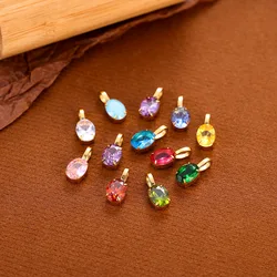 CARLIDANA Good Quality Long Lasting Color Retention Stainless Steel Gold-Plated Colorful Inlaid Transparent Zircon Pendant Charm