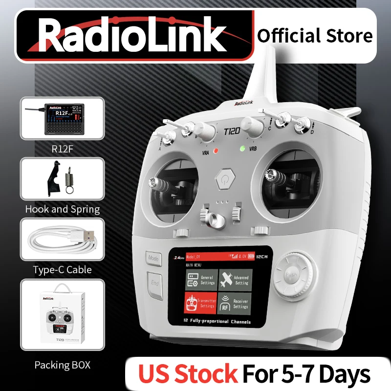 

Radiolink T12D 2,4G ELRS 12-канальный передатчик R12F, поддержка внешнего модуля дистанционного управления TX для дрона, самолета, автомобиля, лодки
