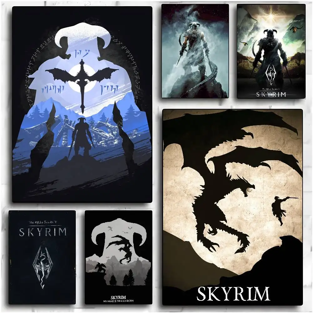 Vediogame T-The Elder S-Scrolls V Skyrim ملصق فني مع مطبوعات غرفة نوم المنزل غرفة المعيشة الديكور هدية #1