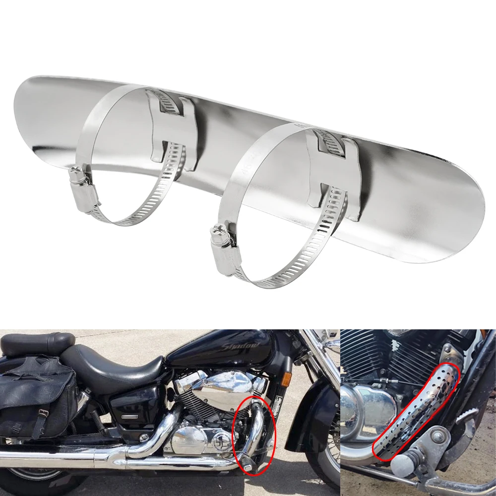 Chrome Exhaust Pipe Heat Shield Cover for Honda VT750DC Shadow Spirit 2001-2007 VT750C2 2007-2009 VT750C Shadow Aero 2004-2005