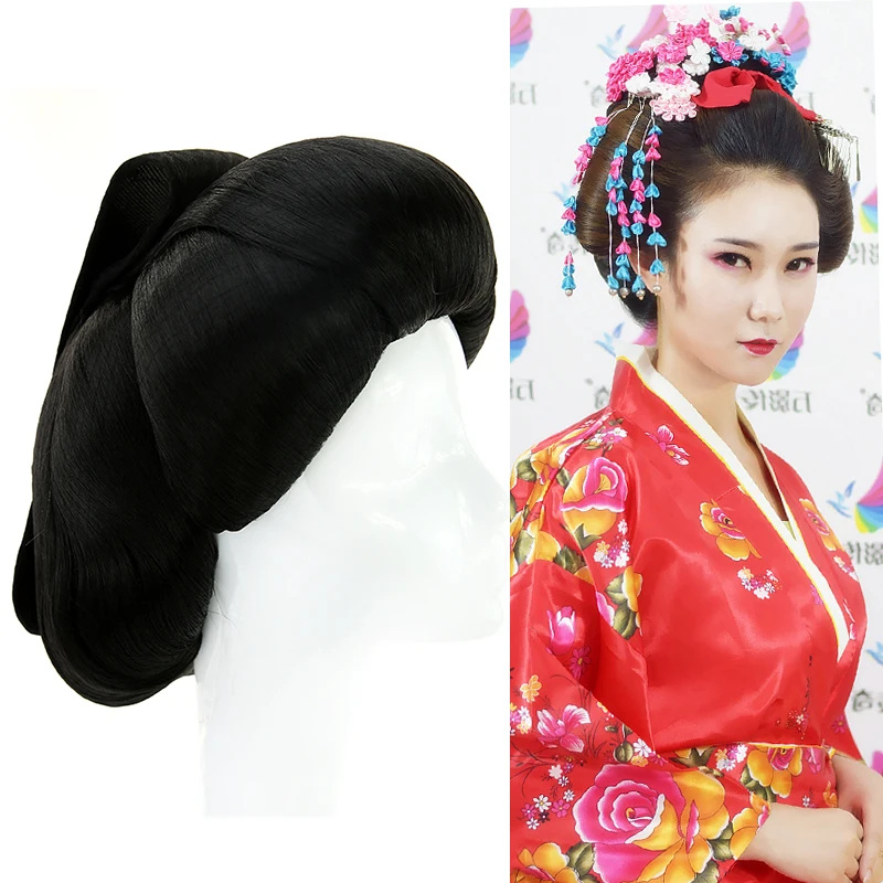 

2026 Japanese geisha whole wig, headgear, rosary disc hair cover, concubine high temperature silk