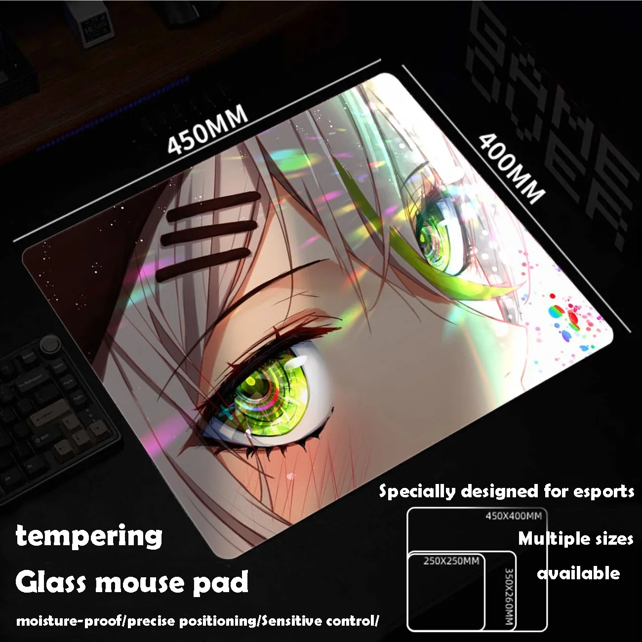 Cool Girl Eye Glass Mousepad Sora Game Mouse Pad Customized Pattern Tempered Smooth Gaming Desk Mat Fps Esports Office Gaming