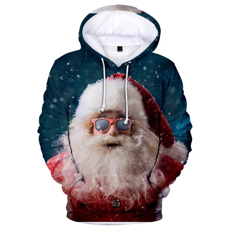 الإبداعية سانتا كلوز نمط هوديي للرجال النساء عيد الميلاد ثلاثية الأبعاد طباعة البلوفرات عادية هوديس بلايز طويلة الأكمام فضفاضة البلوز