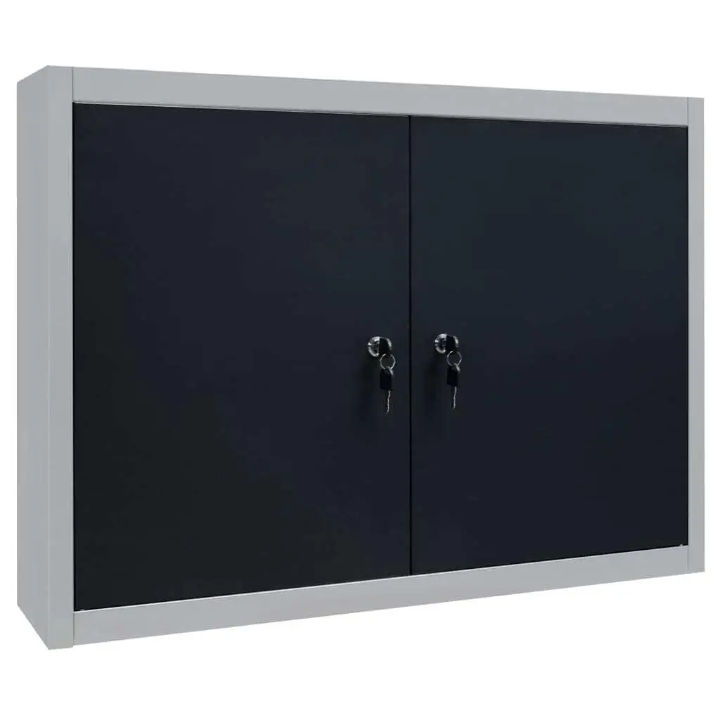 Industrial Metal Wall-Mounted Tool Cabinet in Gray & Black - Space-Saving Storage Solution