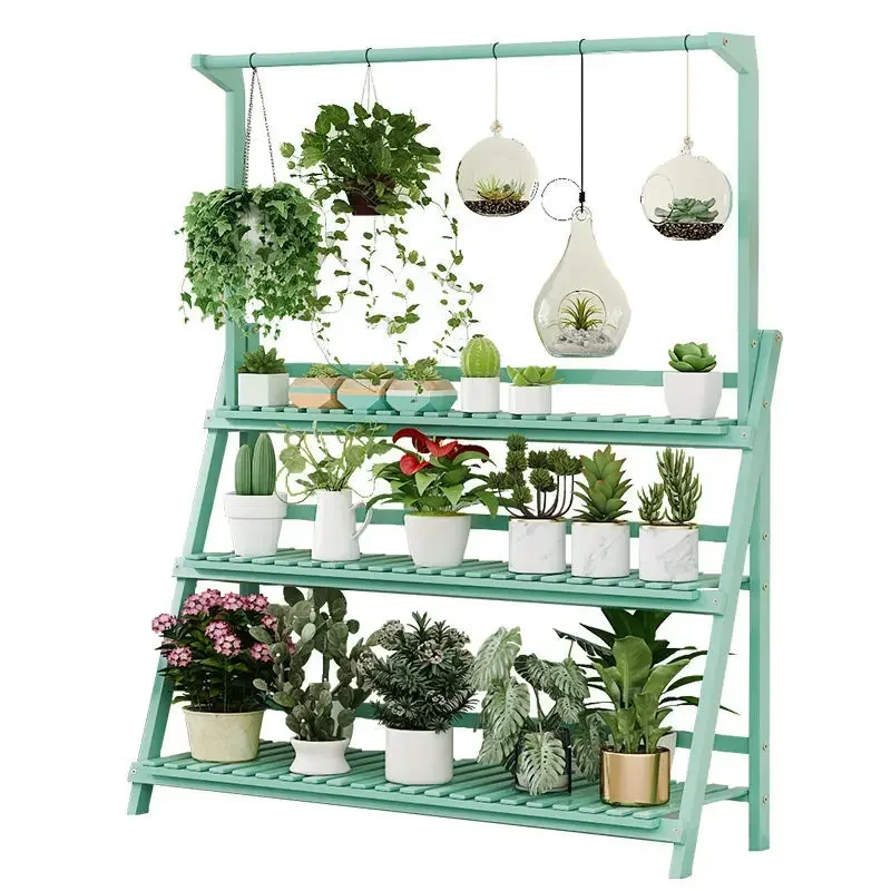 Massivholz Blumen regal Innen halle Boden Typ Chlor ophytum Comosum Balkon Wand Rosette Topf Rack