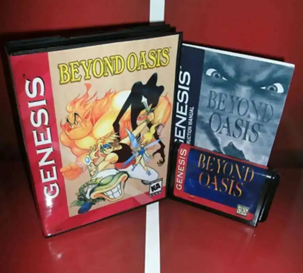 ما وراء الواحة مع صندوق وخرطوشة يدوية لنظام ألعاب Sega MD 16 بت