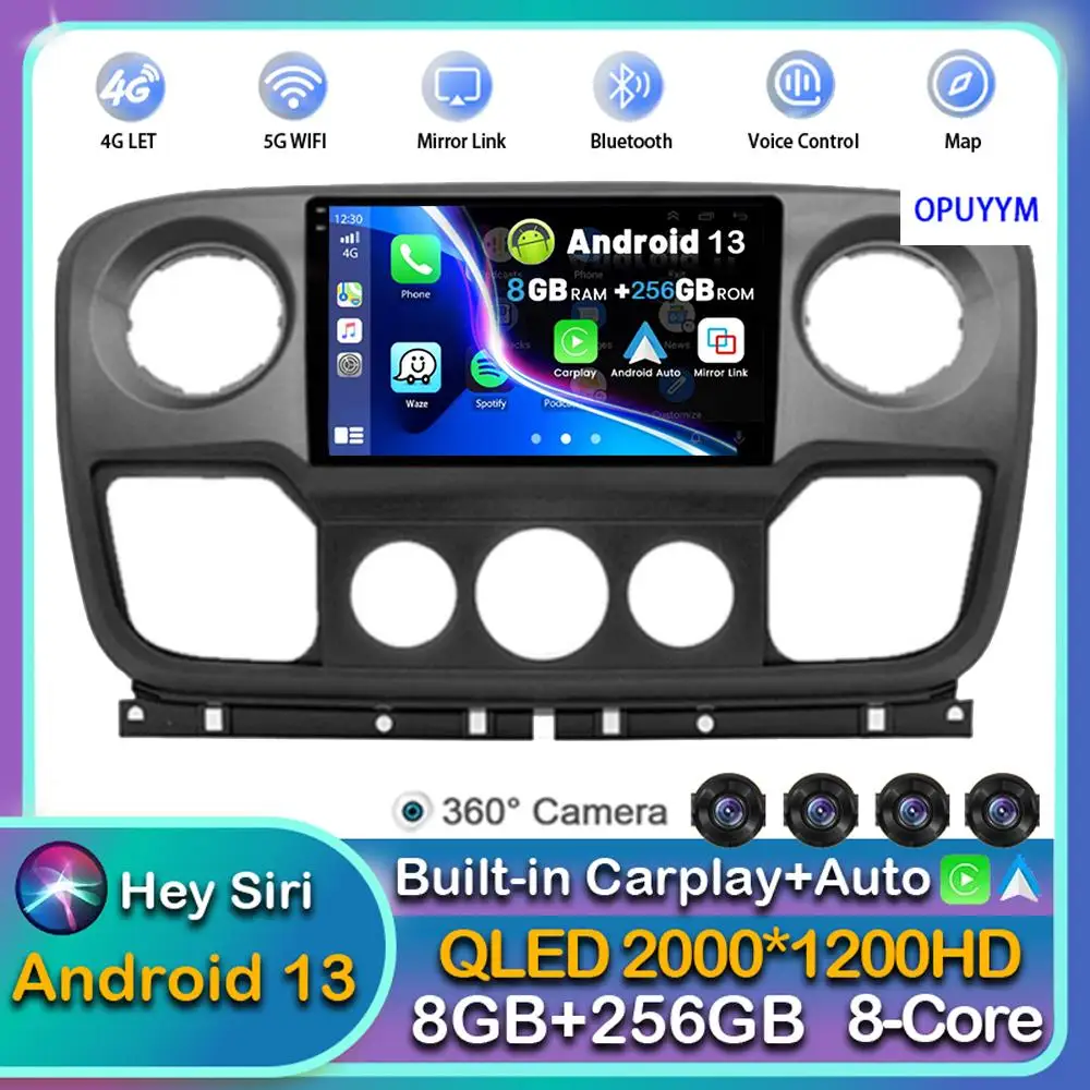 

Android 13 Carplay Auto Car Radio For Renault Master Nissan NV400 Opel Movano 2010 - 2021 Multimedia Player Stereo GPS DSP WIFI