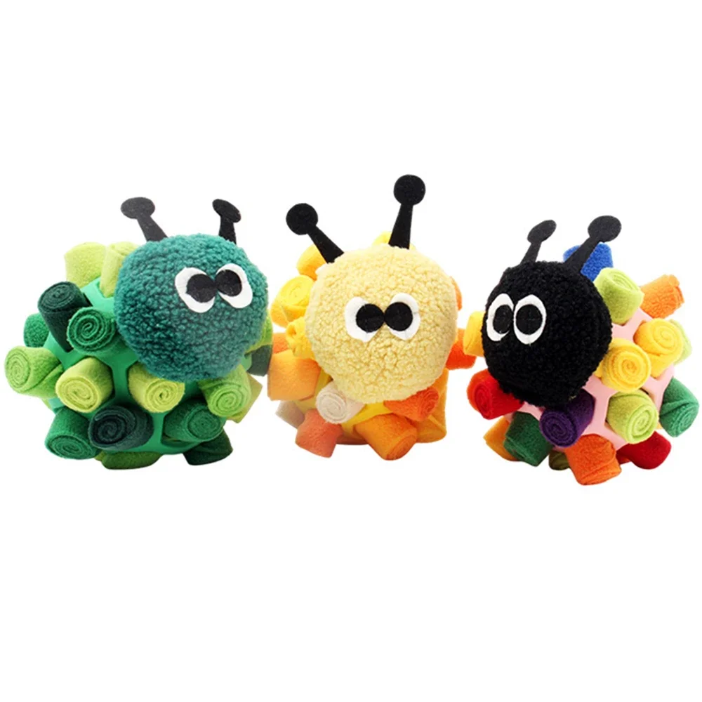 Caterpillar Bomb Ball Polar Fleece Chew Toys Snuffle Mat Buried Food Pullet Interactive Plush Toys Gift for Friends