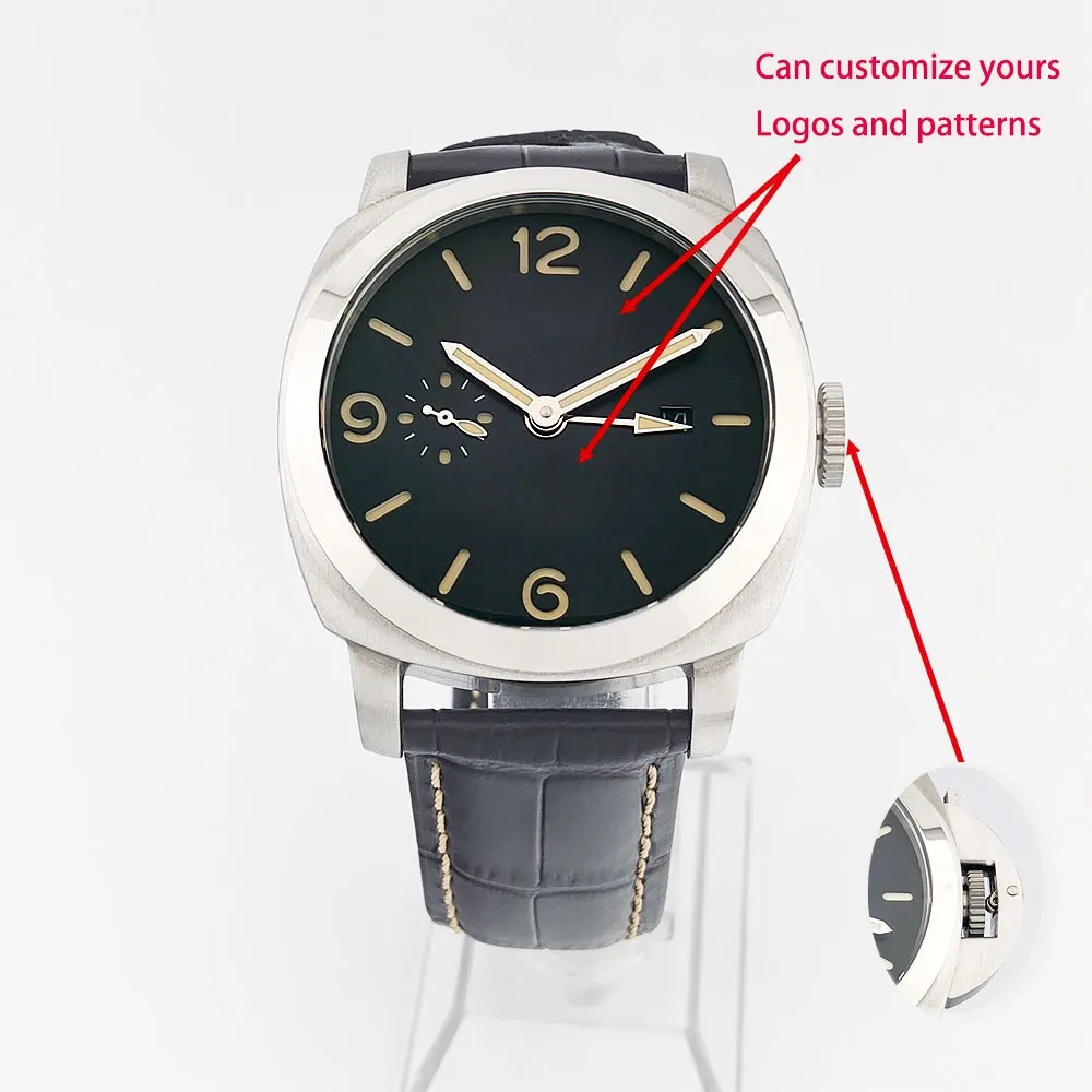 Orologio vintage da 45 mm ST2557 GMT con movimento meccanico automatico, orologio su misura con vetro minerale ad alta resistenza