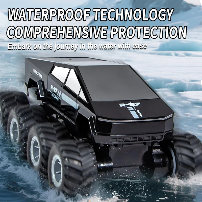 2.4G Amphibious RC Car 8WD All Terrain Land and Water Remote Control Truck Stunt Vehicle Waterproof RC Car Toy Gift for Kid Q218