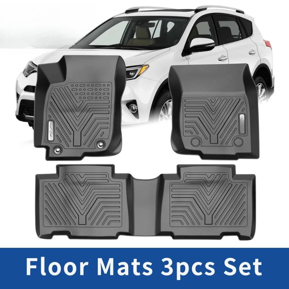 Floor Mats for 2013-2018 Toyota RAV4 All Weather TPE Rubber Front & Rear Liners