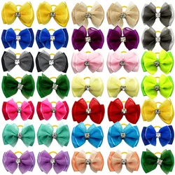 50/100pcs Handmade Pet Dog Hair Bows Rhinestone Variety Lace Ribbon Dog Bow Dogs Grooming Bows Accessories Pet Hair Supplies