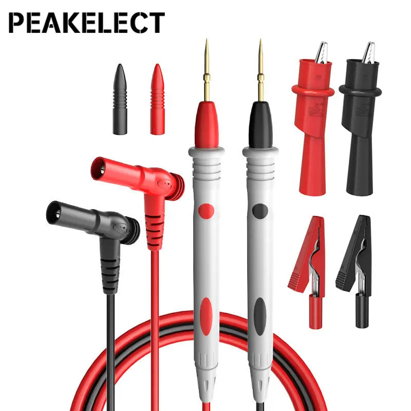 

Cleqee P1502C 6PCS Multimeter Probes with Alligator Clips 4mm Banana Plug Test Leads for Digital Multimeter Cable Feeler Wire 1M