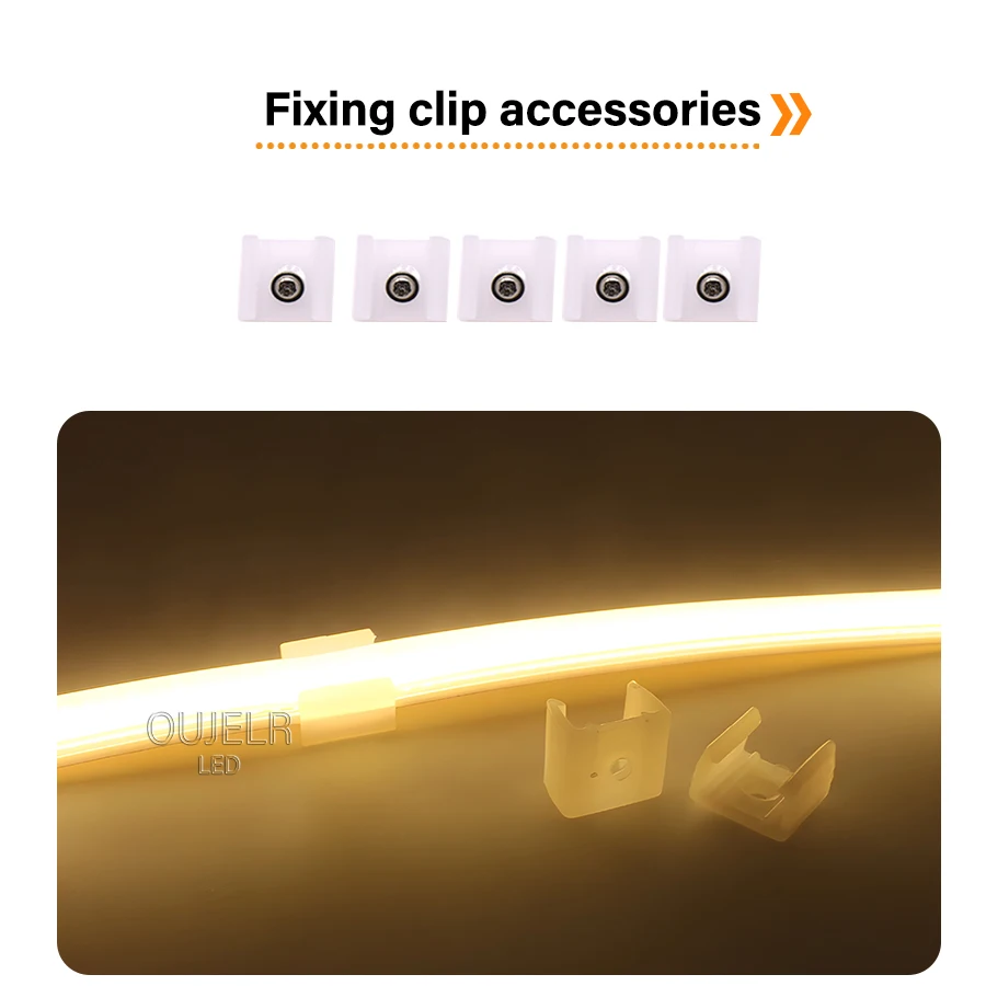 220V COB LED Strip Wire Connector EU Plug 2pin No Dark Area Connector  L Shape Tape Clip Accessory Light Fixed Clamps tail plug view 6