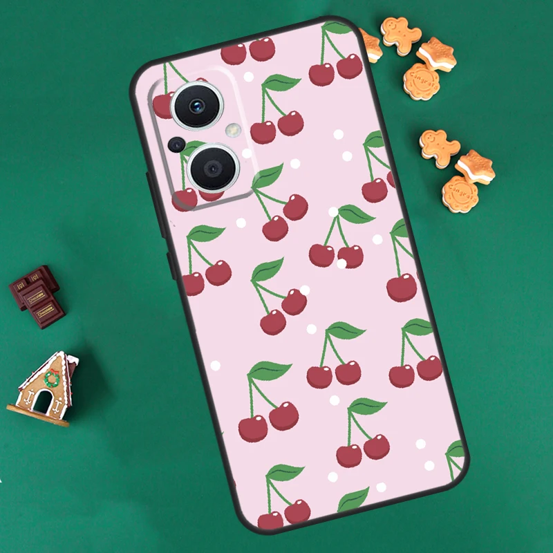 Black Pink Cherry Case For OPPO Reno 10 Pro 4Z 5Z 8T 4 5 6 7 8 Lite OPPO Find X6 Pro X3 X2 Neo X5 Lite Cover