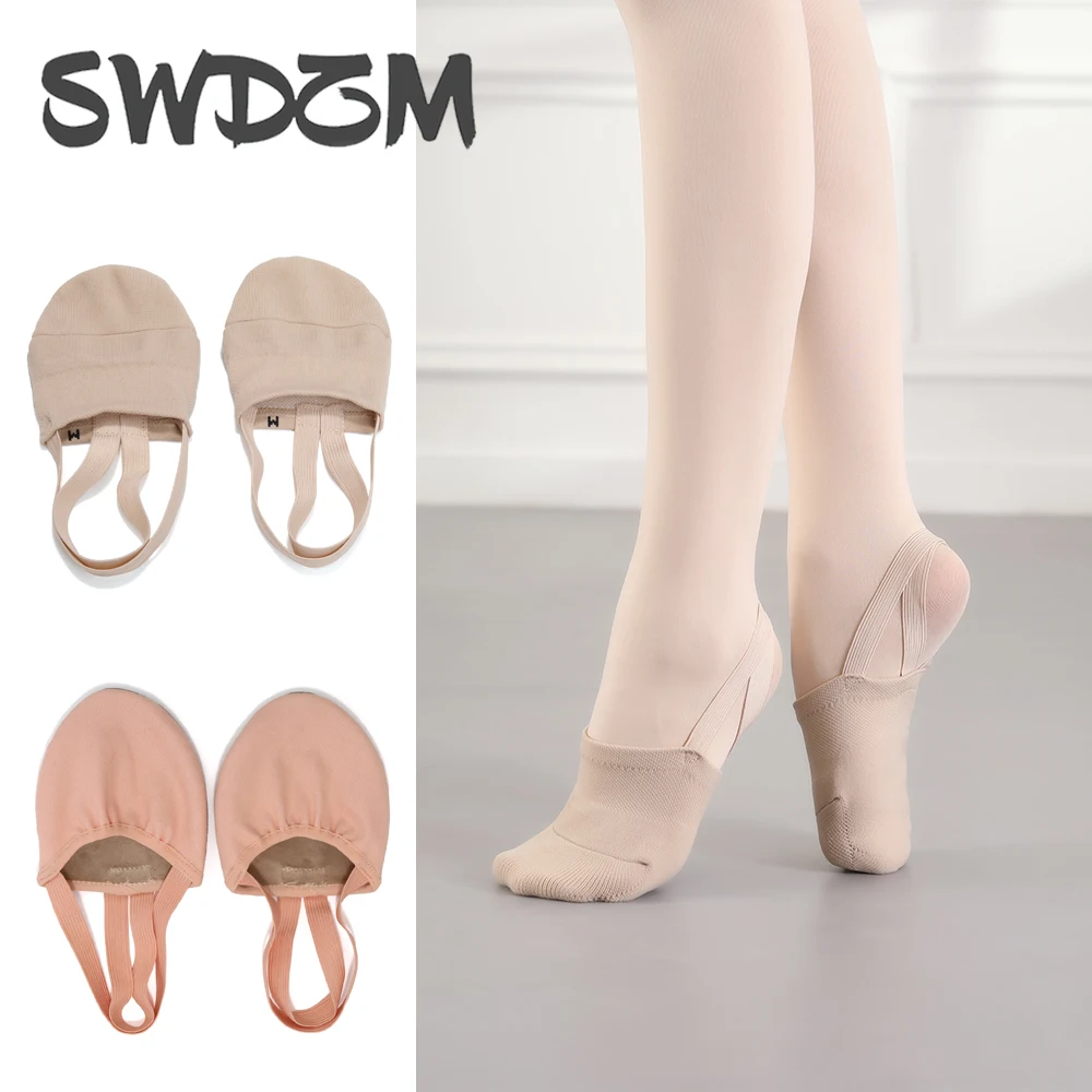 SWDZM Girls Rhythmic Gymnastics Shoes Half Sole Jazz Ballet Dance Shoes Women Adult Children Half Toe Shoes Belly Dancing Shoes