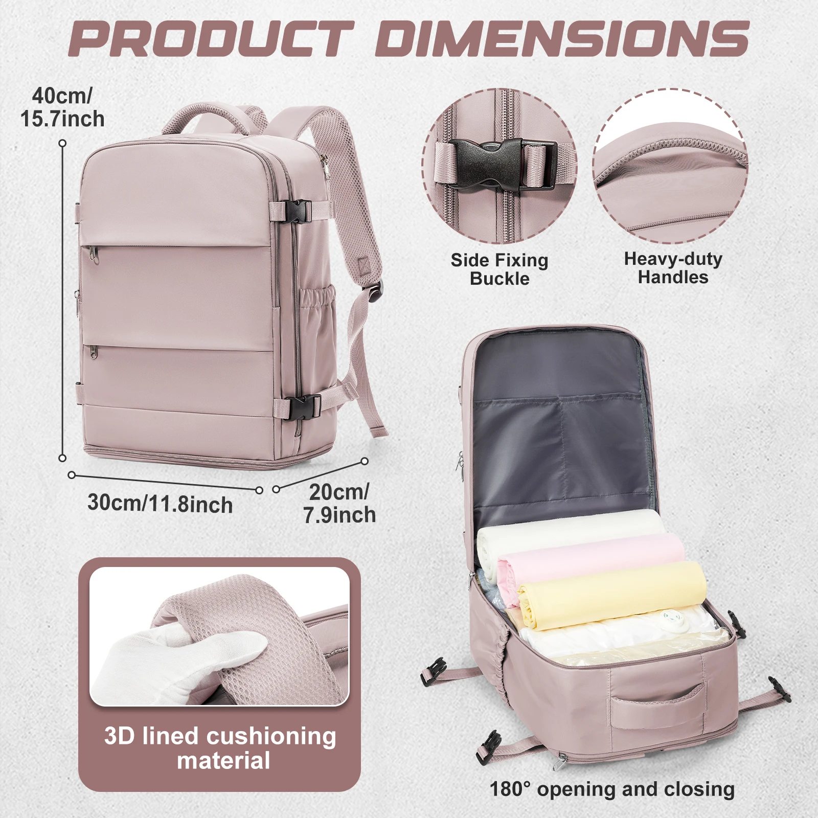 Ryanair 40x30x20 Backpack, EasyJet Wizzair Cabin Carry-On Travel Backpack Laptop Bag, Hand Luggage Backpack, Vacuum Storage Bag