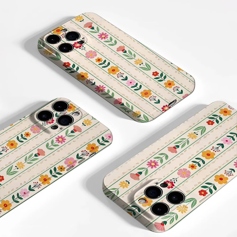Floral Striped Design IPhone17 Must-Haves Phone Case for IPhone 17 16 15 14 13 12 11 Pro Max Plus Double-layer Back Cover