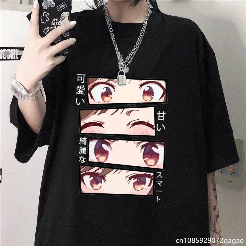 Nueva camiseta con estampado de ojos de Rent A Girlfriend Kanojo Okarishimasu, camiseta informal de estilo al aire libre de Anime, Top