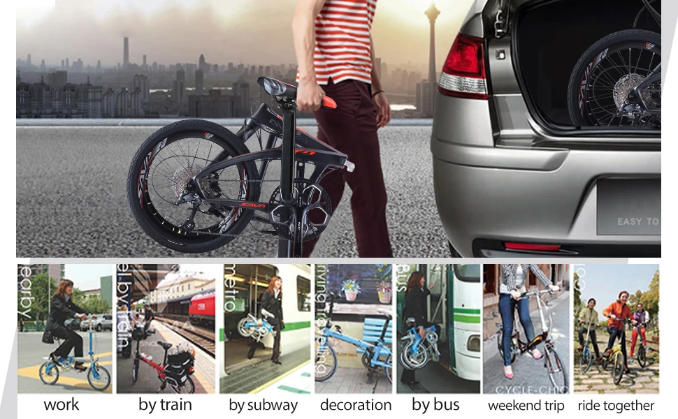 

SAVA Z1 Carbon Fiber 20-inch Folding Bike 9-Speed Adult Bicycle with SHIMAN0 SORA R3000 - Lightweight Portable Adult Bike