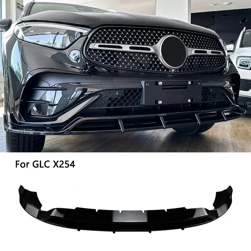 for 2022-2024 Mercedes-Benz GLC SUV X254 W254 front bumper lip spoiler splitter diffuser gloss black carbon fiber accessories